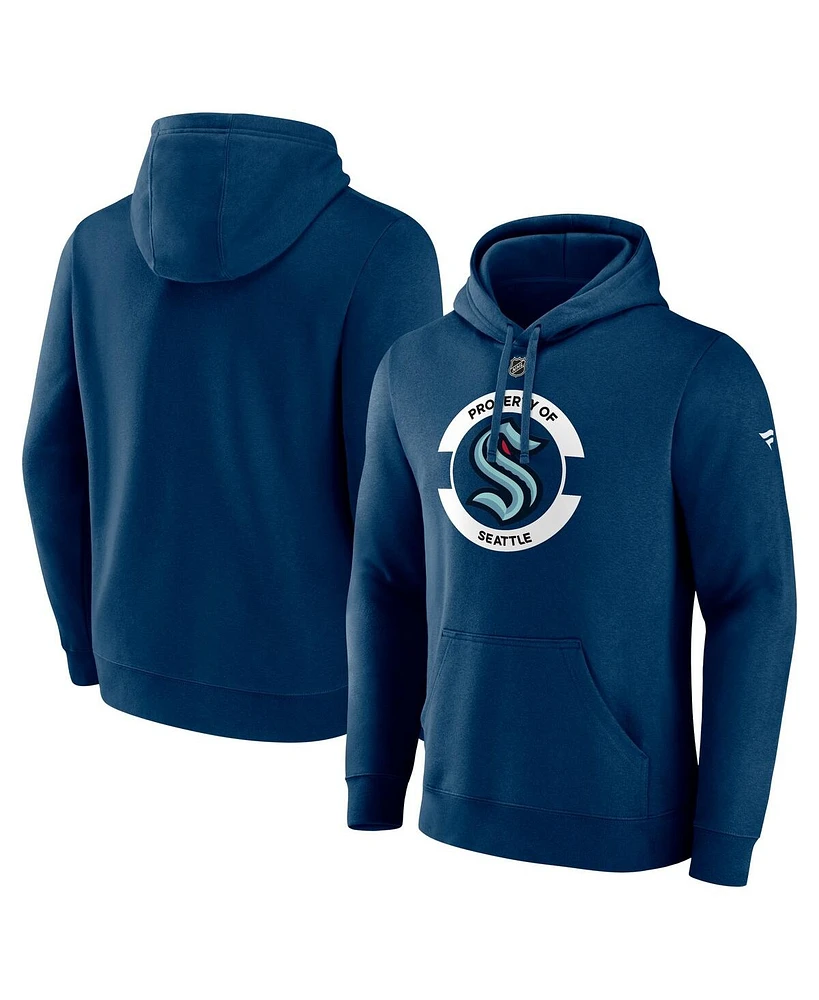 Fanatics Men's Deep Sea Blue Seattle Kraken Authentic Pro Core Secondary Fleece Pullover Hoodie