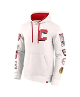 Fanatics Men's White Chicago Blackhawks Letterman Fleece Pullover Hoodie