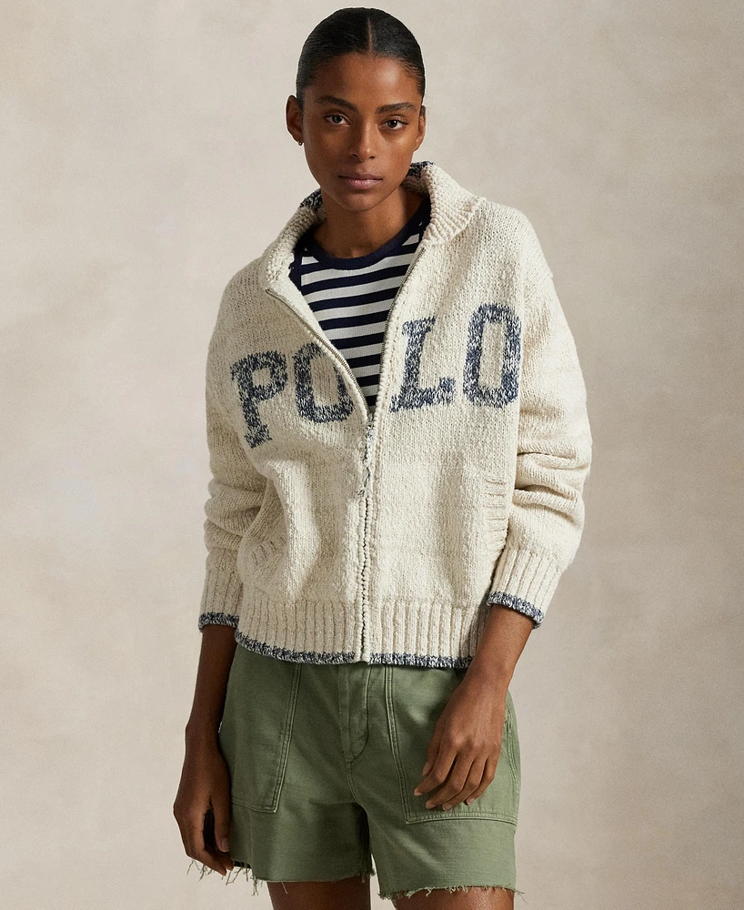 Polo Ralph Lauren Women's Logo Shawl-Collar Full-Zip Cardigan