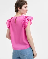 On 34th Women's Ruffle Short-Sleeve Voile Top, Created for Macy's