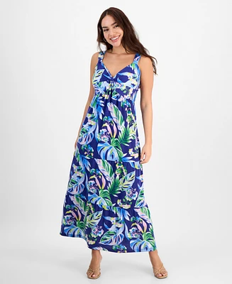 Jamie & Layla Petite Printed Twist-Front Sleeveless Maxi Dress