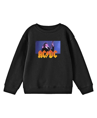 Ac/Dc Boys Acdc Logo and Angus Young Youth Black Crew Neck Sweatshirt-Medium