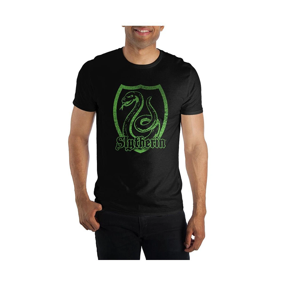 Harry Potter Big & Tall Slytherin Logo Specialty Soft Hand Print Black Tee T-Shirt Shirt-4XL