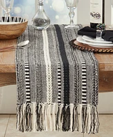 Saro Lifestyle Fringe Detail Braided Stripe Table Runner, 14" x 72"