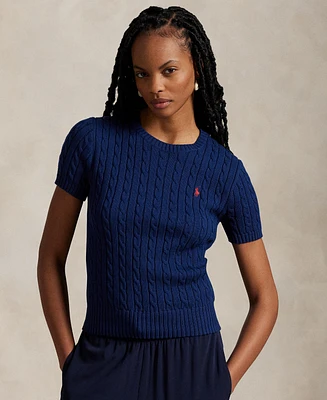Polo Ralph Lauren Women's Cable-Knit Cotton Short-Sleeve Sweater