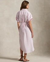 Polo Ralph Lauren Women's Striped 100% Linen Short-Sleeve Shirtdress
