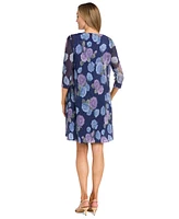 R & M Richards Women's Textured Metallic Jacket Necklace Dress