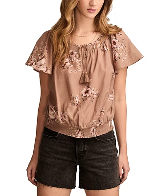 Lucky Brand Women's Flutter-Sleeve Tie-Front Top