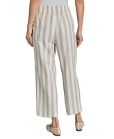 Jones New York Women's Striped Linen-Blend Pull-On Cropped Pants