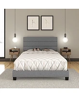 Boyd Sleep Ravenna Upholstered Linen Adjustable Height Headboard Platform Bed Frame