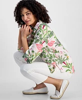 Charter Club Petite 100% Linen Palm Beach Shirt, Exclusively at Macy's