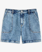 On 34th Women's High Rise Utility Midi Denim Shorts, Exclusively at Macy's