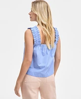 On 34th Women's Ruched-Strap Striped Tank, Exclusively at Macy's