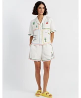 Chinti and Parker Women's & Linen-Cotton Peanuts Vacation Shorts