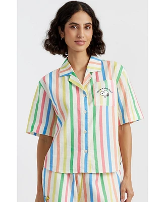 Chinti & Parker Women's Linen-Cotton Snoopy Stripe Shirt