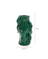 LuxenHome Marine Green Ceramic Fish 12.2-Inch Tall Vase