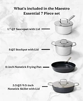 Alva Maestro 7-Piece Nonstick Cookware Set - Pfas/Pfoa/Ptfe-Free Pots & Pans for All Stovetops - Oven & Induction Safe