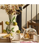 LuxenHome Ivory with Yellow Lemons Ceramic 13.8-Inch Tall Vase