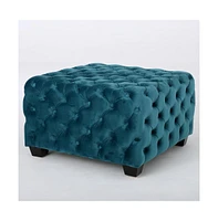 29 Inch Square Velvet Ottoman, Button-Tufted Upholstered Footrest for Living Room & Bedroom-The Pop Home