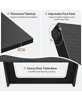 Tribesigns 70.87-Inch Dining Room Table for 6-8 People, Rectangular Farmhouse Kitchen with Solid Pedestal
