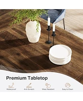Tribesigns 70.87-Inch Dining Room Table for 6-8 People, Rectangular Farmhouse Kitchen Table with Solid Pedestal
