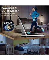 2 in 1 Under Desk Treadmill, 2.25HP Superfit Folding Treadmill with Touch Panel Control, App Control, Remote Control, Bluetooth Speaker, Foldable Walk