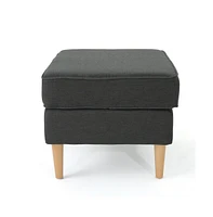 Mid-Century Modern Upholstered Ottoman, Rectangular Footrest with Wooden Legs for Living Room & Bedroom-The Pop Home