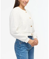 Ellen Tracy Women s Boucle Cropped Bomber Jacket