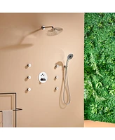 3-Function Luxury Shower Faucet Set Thermostatic Shower System with Side Body Spray Wall-Mounted Shower Head with Handheld Shower