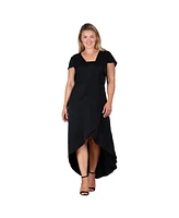 Plus Women's Cap Sleeve High-Low Tulip Dress