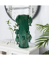 LuxenHome Marine Green Ceramic Fish -Inch Tall Vase