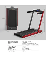 2-in-1 Folding Walking Pad Treadmill with Dual Led Display