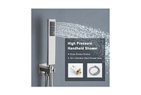 4 Function Shower System with Handheld Shower Head Rainfall Shower Head with Side Body Jets, Brushed Gold
