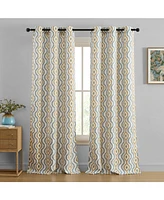 Hlc.me Tanner Ogee Ikatt Damask Patterned Window Grommet Curtains Bedroom