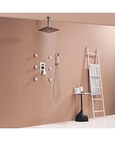 Luxury Shower System with Body Jets and Handheld Head Wall Mount 3 Function Faucet Set, Matte Black