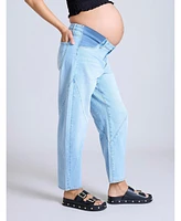 Motherhood Maternity Under the Belly Barrel Leg Jeans