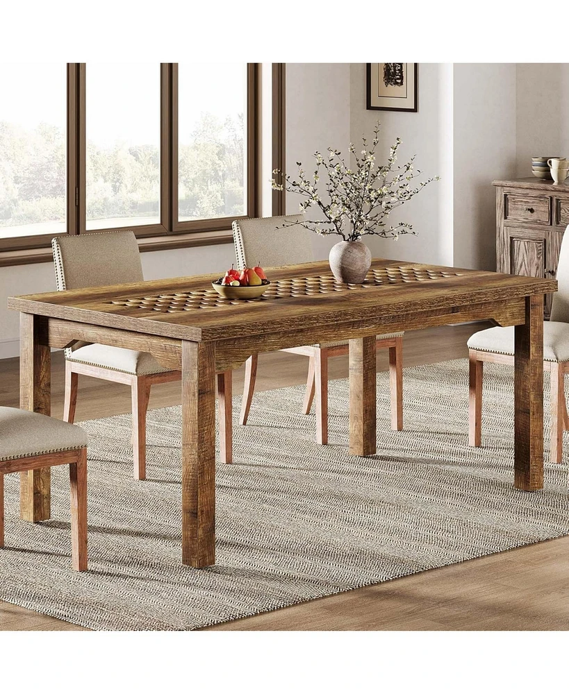 Tribesigns 63-Inch Wood Dining Table for 4-6, Farmhouse Kitchen Table with Hollow Tabletop, Large Rectangular Dinner Eating Desk for Dining Room, Livi