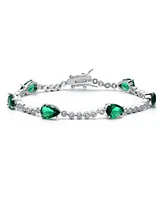 White Gold Plated with Pear Green & Clear or Blue & Clear Cubic Zirconia Tennis Bracelet