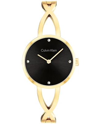 Calvin Klein Women's Sculpted Embrace Gold Tone Stainless Steel Bracelet Watch, 28mm