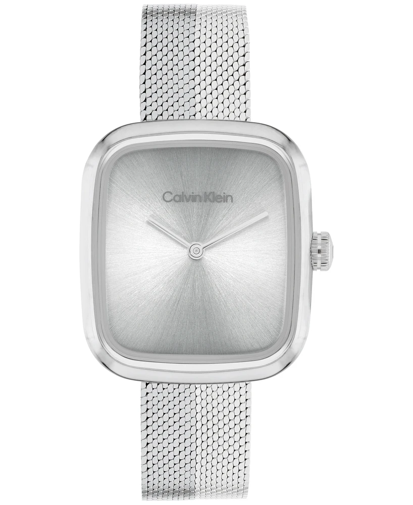Calvin Klein Women's Adore Silver Tone Stainless Steel Mesh Bracelet Watch, 30mm