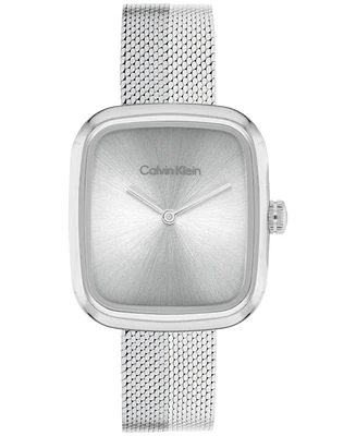 Calvin Klein Women's Adore Silver Tone Stainless Steel Mesh Bracelet Watch, 30mm