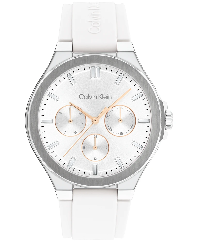 Calvin Klein Women's Vibrancy White Silicone Strap Watch, 38mm