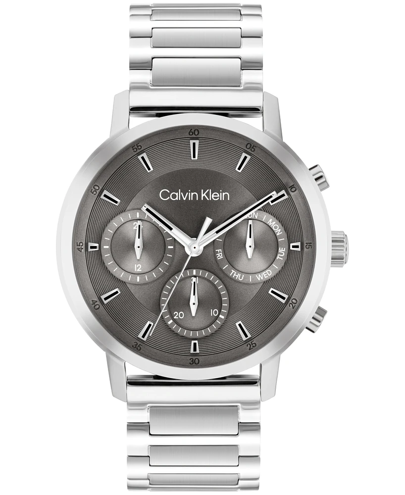 Calvin Klein Men's Gauge Silver Tone Stainless Steel Bracelet Watch, 41mm
