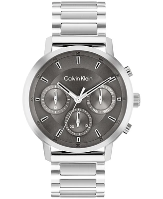 Calvin Klein Men's Gauge Silver Tone Stainless Steel Bracelet Watch, 41mm