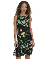 Tommy Hilfiger Women's Floral Sleeveless Ruffle-Hem Dress