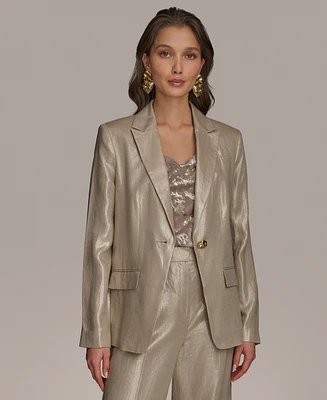 Donna Karan New York Women's Metallic Linen One-Button Blazer