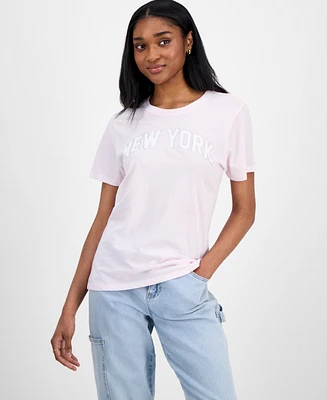 Pretty Rebellious Juniors' Rhinestone New York Graphic T-Shirt