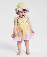 Blueberi Boulevard Baby Girls Seersucker Sunsuit Dress & Hat, 2 Piece Set