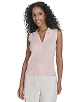 Calvin Klein Women's Collared Ribbed Knit Sleeveless Sweater