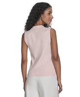 Calvin Klein Women's Collared Ribbed Knit Sleeveless Sweater